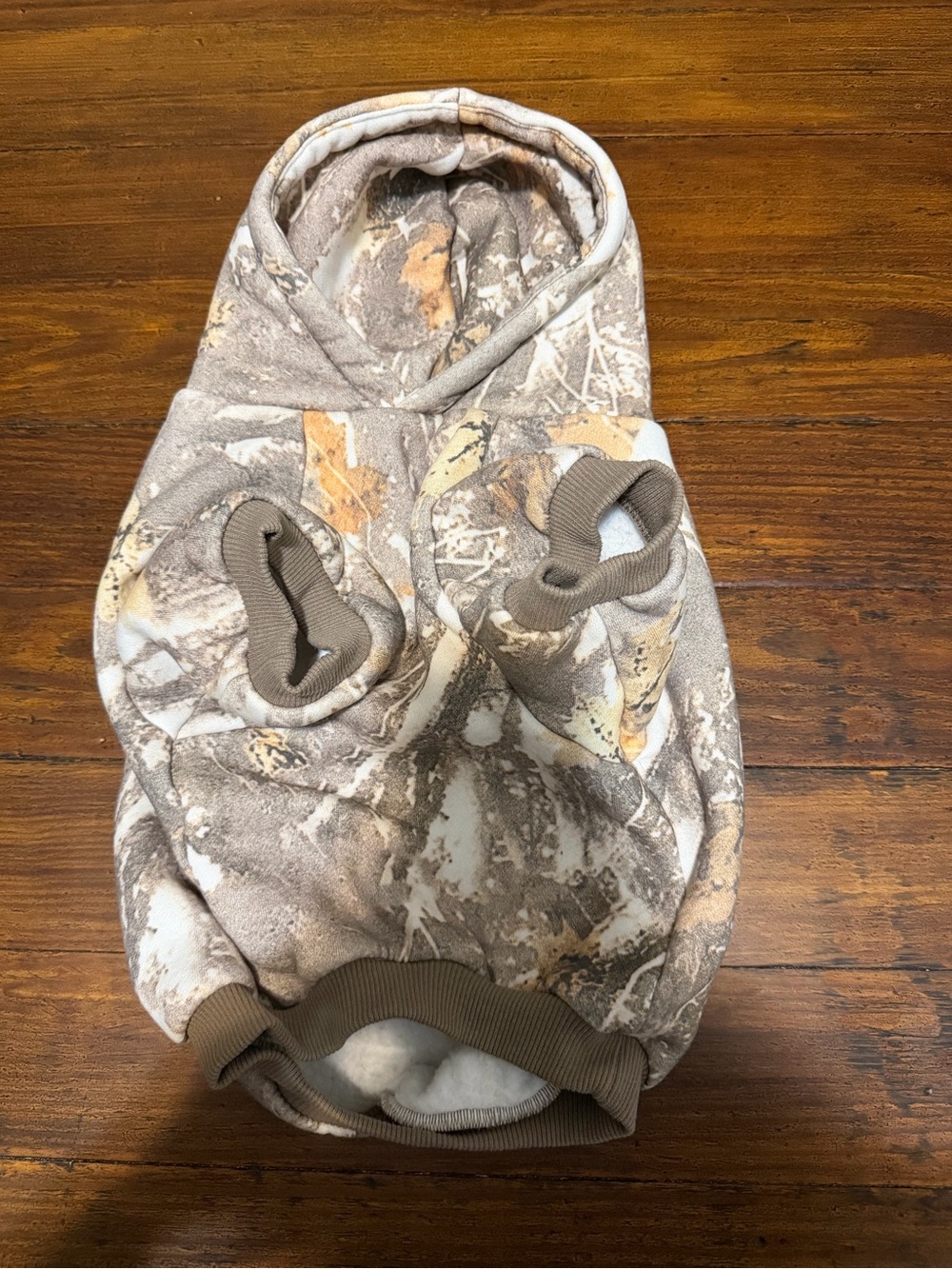 Camo Hooded Dog Sweatshirt in Brown and Tan